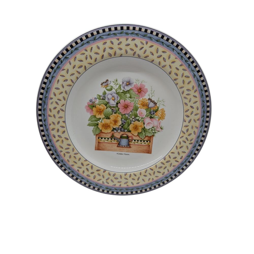 Sakura Spring Bouquet - Debbie Mumm Salad Plate 8.25 in Floral Pansies & Zinnias